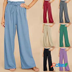 women's new large size loose cotton linen casual trousers