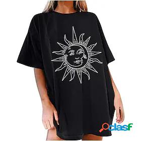 womens sun and moon print christian faith top oversized