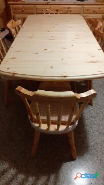 tavolo in legno di pino allungabile MULTIPOSTO