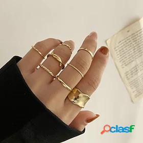 Band Ring Geometrical Gold Alloy Stylish Simple European