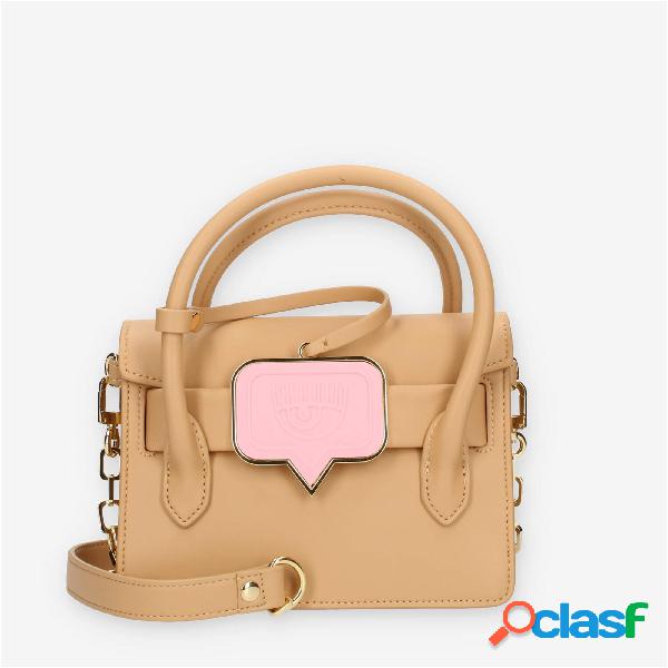 Chiara Ferragni Eye Tag Borsa piccola a tracolla beige