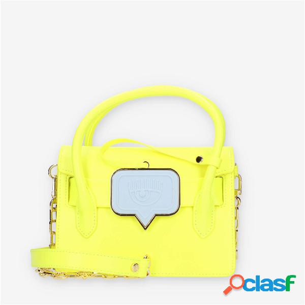 Chiara Ferragni Eye Tag Borsa piccola a tracolla gialla fluo