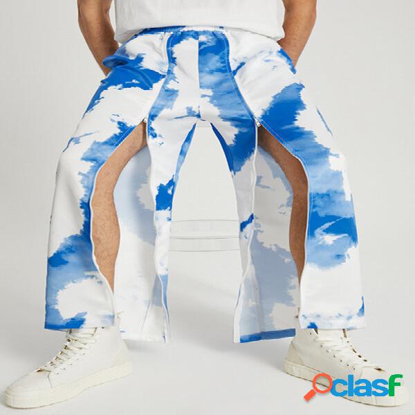 Design da uomo con cerniera tie dye Pantaloni