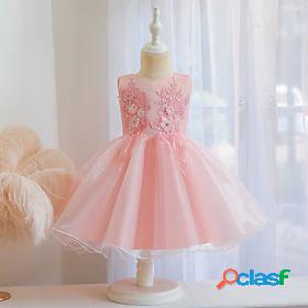 Kids Little Girls Dress Floral Plants Patchwork Bow White