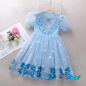 Kids Little Girls Dress Graphic Patterned Snowflake Party A