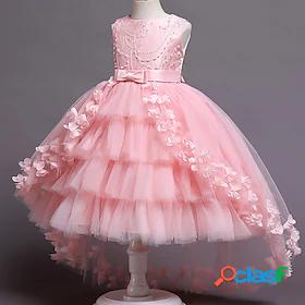 Kids Little Girls Dress Solid Colored Party Performance A