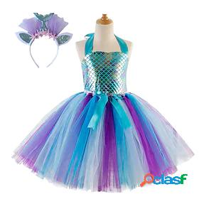 Kids Little Girls Dress Striped Mermaid Tail Birthday Party