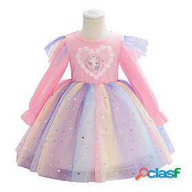 Kids Little Girls Dress Unicorn Unicorn Lace Blue Pink Midi