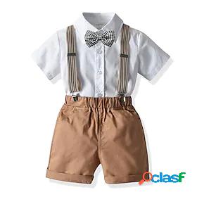 Kids Toddler Boys Shirt Shorts Short Sleeve 4 Pieces