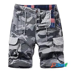 Mens Casual Classic Multi Pocket Elastic Waist Shorts Cargo