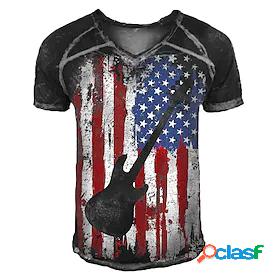 Mens T shirt Tee Graphic Guitar National Flag 3D Print V