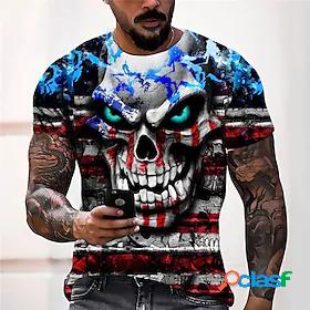 Mens Unisex T shirt Tee Graphic Prints Skull National Flag