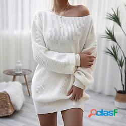 Per donna Abito in maglia Mini abito corto Bianco Grigio