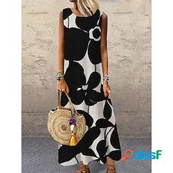 Per donna Vestito a trapezio Vestito maxi Nero Senza maniche
