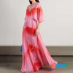 Per donna Vestito svasato Vestito maxi Rosa Mezza manica