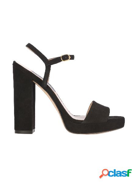 STUART WEITZMAN SANDALI DONNA SUNRAYSUEDEBLACK PELLE NERO