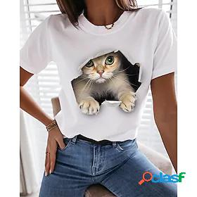Womens Casual Daily Funny Tee Shirt T shirt Tee 3D Cat Short