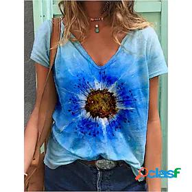 Women's Casual Daily Holiday T shirt Tee Short Sleeve Color
