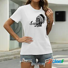 Womens Casual Going out T shirt Tee Short Sleeve Cat Graphic