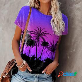 Womens Casual Holiday Going out T shirt Tee Floral Painting