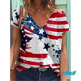 Womens Casual Holiday Independence Day T shirt Tee Short