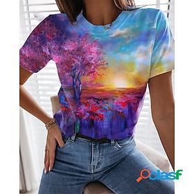 Womens Casual Holiday Weekend T shirt Tee Floral Abstract 3D