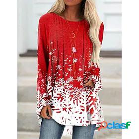 Womens Christmas Gift Daily T shirt Tee Abstract Long Sleeve