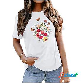 Womens Daily Going out Weekend T shirt Tee Butterfly Short