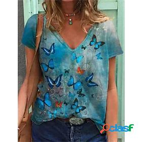 Women's Daily T shirt Tee Butterfly Short Sleeve Graphic