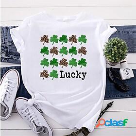 Womens Daily Weekend T shirt Tee Lucky Short Sleeve Graphic