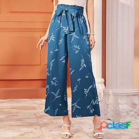 Womens Fashion Wide Leg Print Culottes Wide Leg Chinos