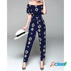 Womens Jumpsuit Graphic Print Off Shoulder Slim Holiday