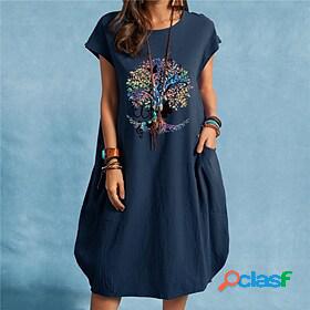 Womens Knee Length Dress Shift Dress White Black Navy Blue