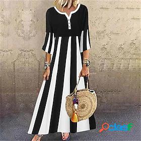 Womens Maxi long Dress A Line Dress Black Yellow Red 3/4