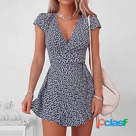 Womens Short Mini Dress A Line Dress Black Navy Blue Short