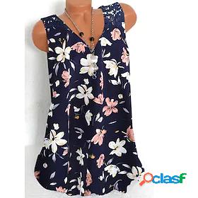 Womens Tank Top Camis Floral Theme Floral V Neck Print