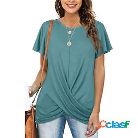 womens clothing hot style round neck solid color kink