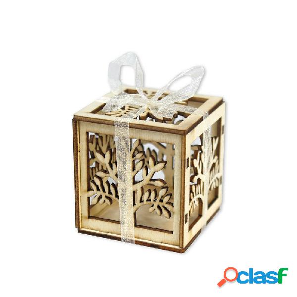 12 BOMBONIERA MATRIMONIO CUBO IN LEGNO ALBERO DELLA VITA