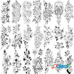 12 fogli 3d grandi fiori tatuaggi temporanei per le donne