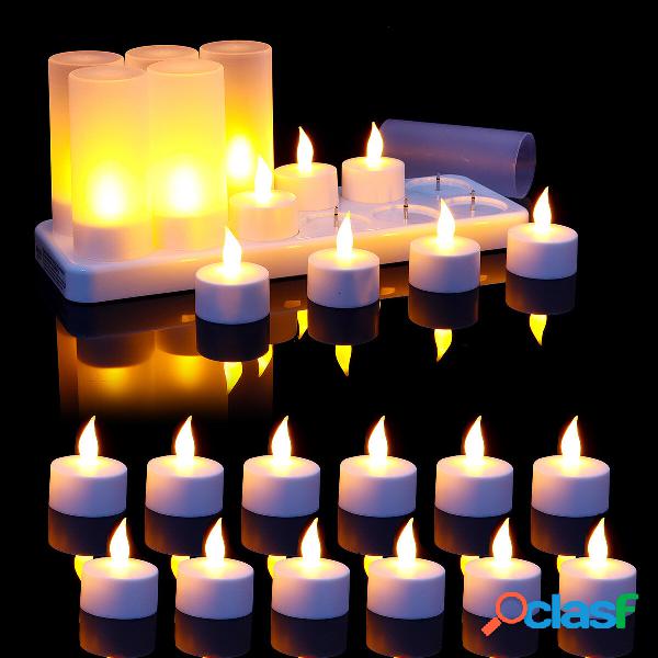 12pc senza fiamma LED sfarfallio ricaricabile a lume di