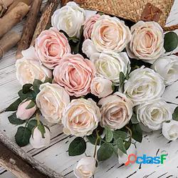 1pc 3 teste rose artificiali fiori decorazioni festa di