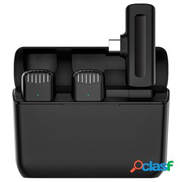 2.4GHz Wireless Lapel Microphone Set with Charging Case -