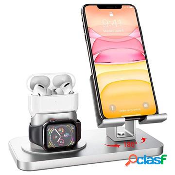 3-in-1 180 Degree Rotating Charging Stand - Silver