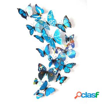3D Decorative DIY Butterflies Wall Sticker Set - Blue