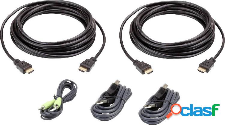 ATEN KVM Cavo [1x Spina HDMI, Spina A USB 2.0, Spina jack da