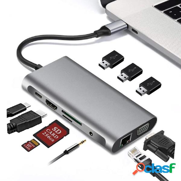 Bakeey 10 in 1 Triple Display USB Type-C Hub Docking Station