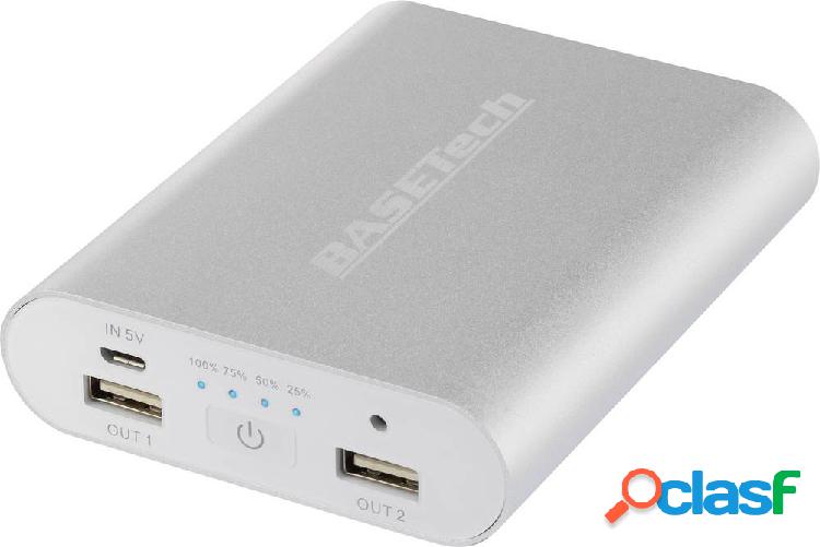 Basetech BTP-3 Power bank 10400 mAh Li-Ion Argento, Bianco