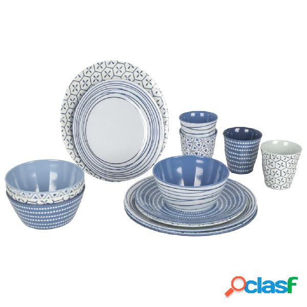 Bo-Camp Set di Stoviglie 16 pz Mix & Match in Melamina Blu