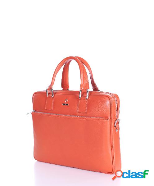 Borsa Ventiquattrore In Pelle Di Vitello Arancione Saffiano