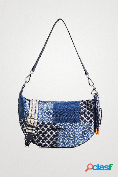 Borsa a tracolla banana denim ricami